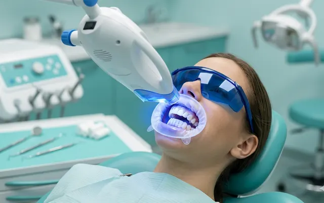 Paziente assistita durante un trattamento in clinica