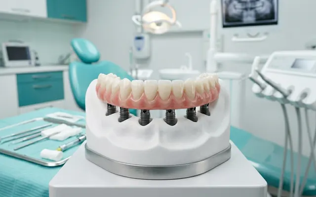 Modello di riabilitazione completa su impianti dentali